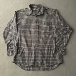Vintage 90s Van Heusen Brown Plaid Button Up Shirt 15 32/33 Long Sleeve